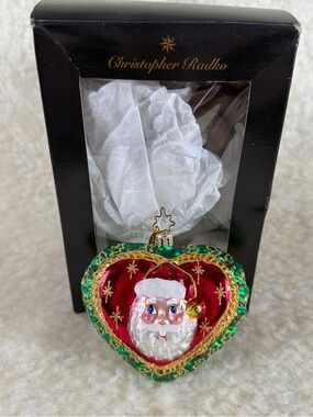 Vintage Christopher Radko Heart of Christmas Glass Glitter Ornament